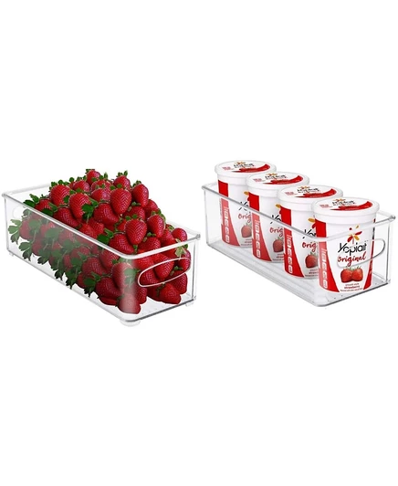 Sorbus 2 упаковки Узких штабелируемых прозрачных контейнеров для хранения с ручками - для кухонной кладовой, морозильной камеры и холодильника
