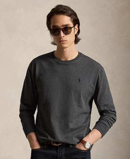 Мужской лонгслив Polo Ralph Lauren, серый меланж