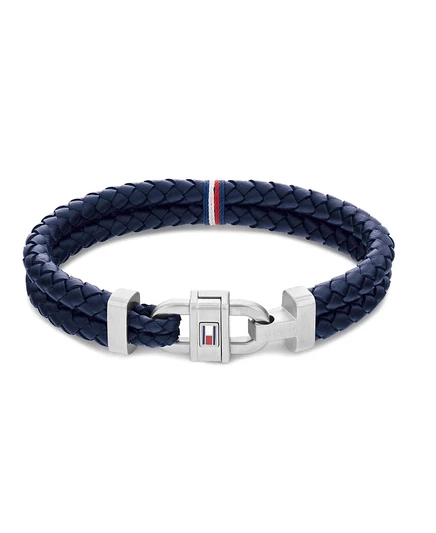 Мужской браслет Tommy Hilfiger из плетеной кожи, синий