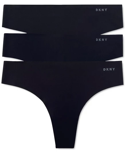 Женское нижнее белье DKNY 3-Pk. Нижнее белье-стринги Anywear легкого кроя, DK5026BP3, черный