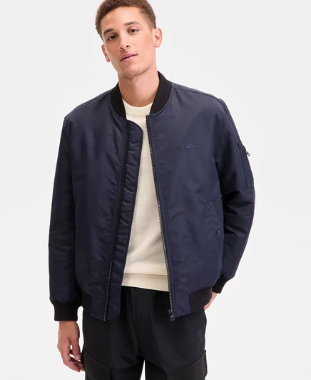 Мужская бомбер-куртка Hugo Boss Baken2435 атласная, синяя