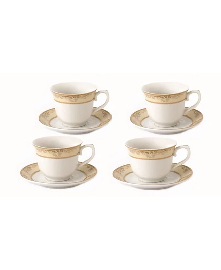 Набор чашек с блюдцами Lorren Home Trends Floral, 8 шт. (на 4), 240 мл, золотистый