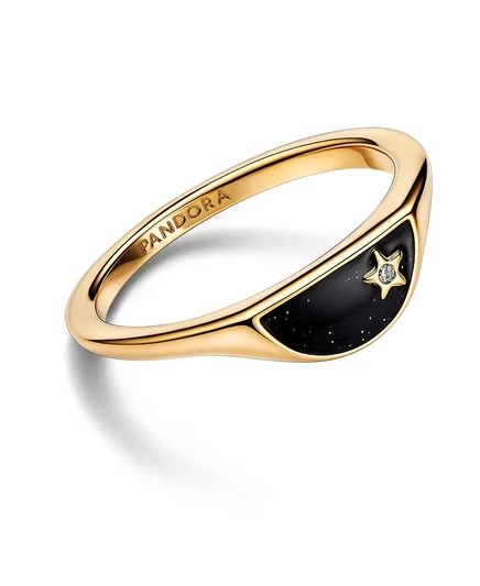 Кольцо Pandora Halved Enamel с куб. цирконием, золотистое