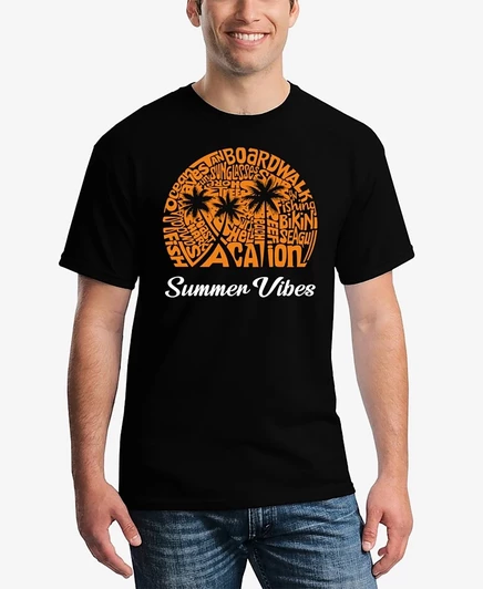 Футболка LA Pop Art LA Pop Art Mens Summer Vibes Word Art black