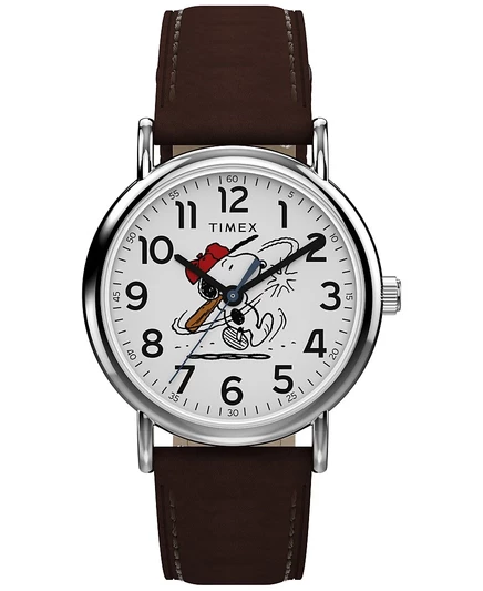 Мужские кварцевые аналоговые часы Timex из коричневой кожи 38 мм коричневого цвета