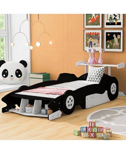 Кровать-платформа Streamdale Furniture Twin Size в форме гоночного автомобиля на колесиках черного цвета