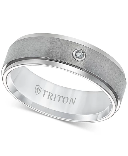 Мужское титановое кольцо Triton 7 мм с бриллиантом, серебристое