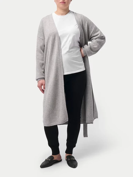 Длинный кашемировый халат для беременных из кашемира Гоби gray-flint gray