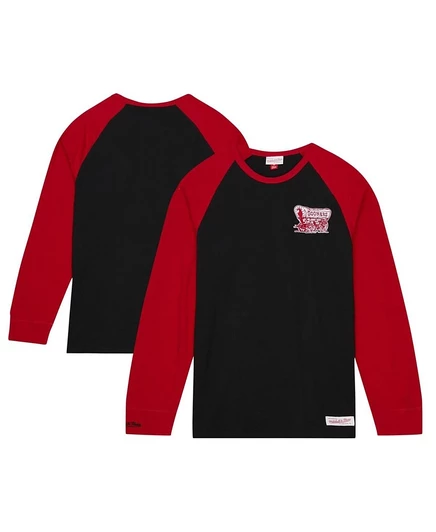 Мужская черная футболка Oklahoma Sooners Legendary Slub Raglan с длинным рукавом Mitchell & Ness black