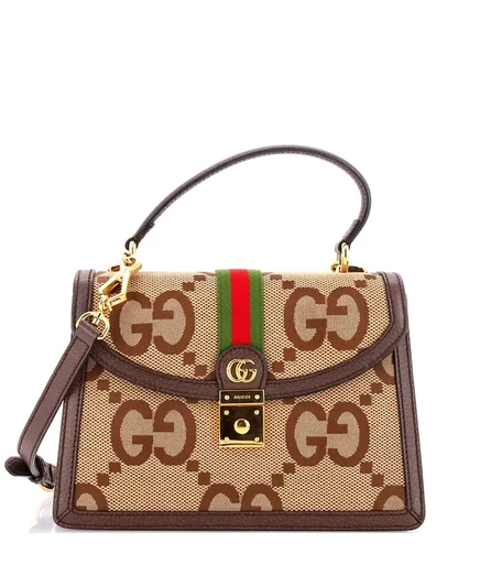 Женская сумка Pre-Owned Gucci Ophidia канвасовая, коричневая