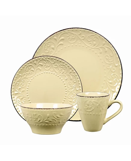 Столовый сервиз Lorren Home Trends Scroll 16 пр., желтый