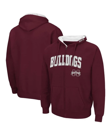 Мужская толстовка Colosseum темно-бордового цвета с логотипом Arch Bulldogs штата Миссисипи 3.0 на молнии с капюшоном maroon