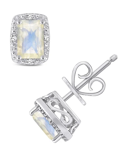 Женские серьги-пусеты Macy's с бриллиантом, лунный камень
