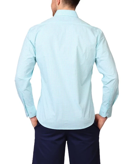 Мужская фирменная рубашка в клетку с длинным рукавом от Tailorbyrd seafoam