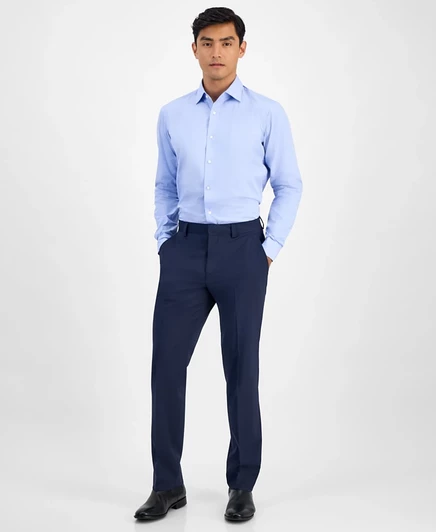 Мужские брюки Hugo Boss HUGO modern fit, шерстяная смесь, синие