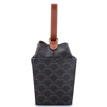 Женская сумка Pre-Owned Celine Strap Box Top Handle Triomphe, коричневая