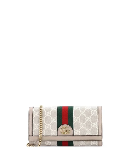 Женская сумка-кошелек Pre-Owned Gucci Ophidia на цепочке, бежевая