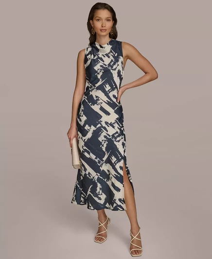Женское платье без рукавов с высоким воротом от Donna Karan New York nightfall multi