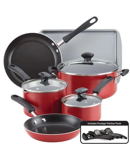 Набор посуды Farberware Cookstart DiamondMax, 15 предметов, красный
