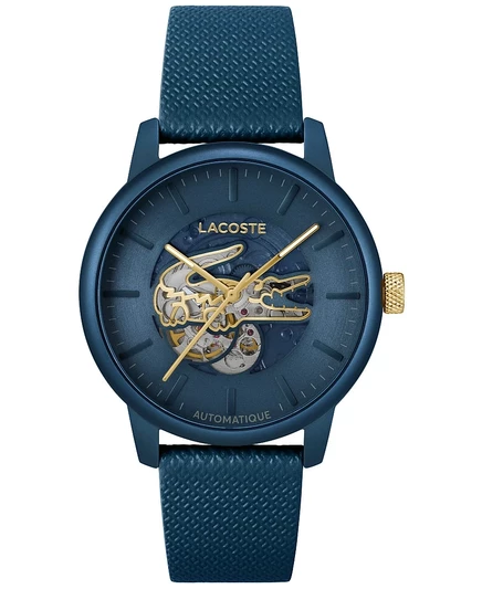 Мужские часы Lacoste L.12.12 44 мм, кожаный ремешок, синие
