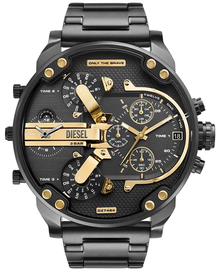 Мужские часы Diesel Mr. Daddy с кварцевым хронографом Gunmetal, нержавеющая сталь, 57 мм, серебро