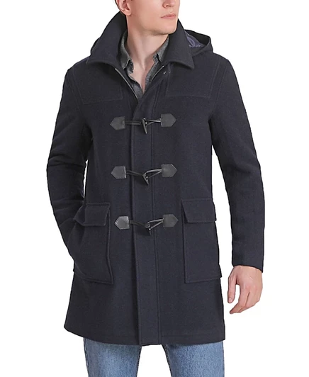 Мужское дуфлкот Landing Leathers Mason шерстяное, синее