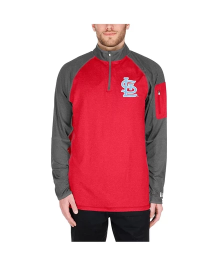 Мужской реглан New Era Cardinals с молнией 1/4, красный