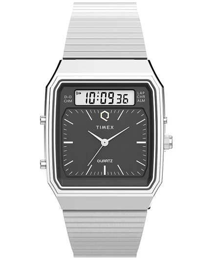 Мужские часы Timex аналогово-цифровые 33 мм, серебристые