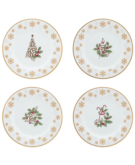 Набор закусочных тарелок Noritake Holly & Berry Gold 16 см, зеленые