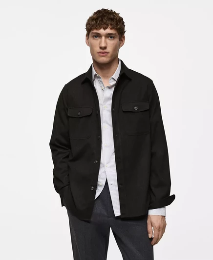 Мужская рубашка Mango с нагрудным карманом dark heather gray