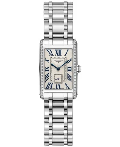 Женские швейцарские часы Longines с бриллиантом Дольчевита (3/8 карата), браслет из нержавеющей стали, 21x32 мм, L52550716, без цвета