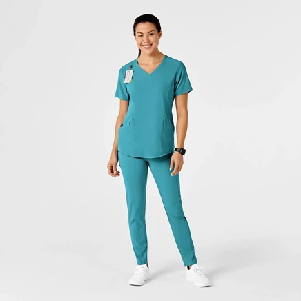 Брюки-скраб Wink Petite RENEW с высокой талией Power Scrub teal blue