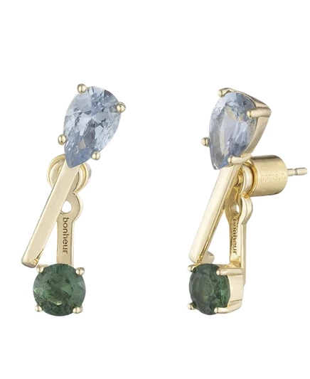 Серьги-джекеты BONHEUR JEWELRY Felicity, зеленые