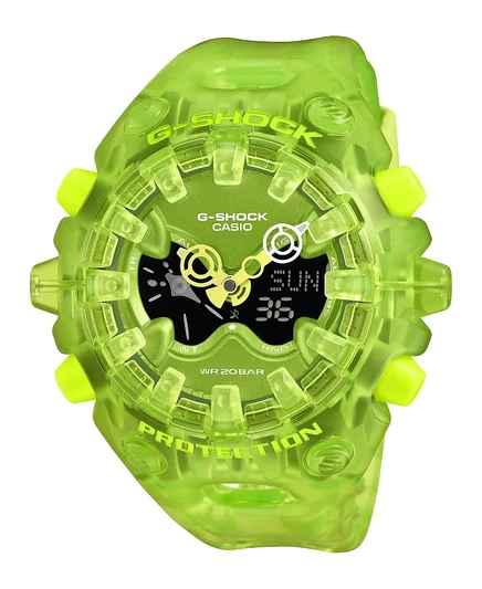 Мужские японские кварцевые аналоговые цифровые часы G-Shock из зеленой смолы 58,2 мм зеленого цвета