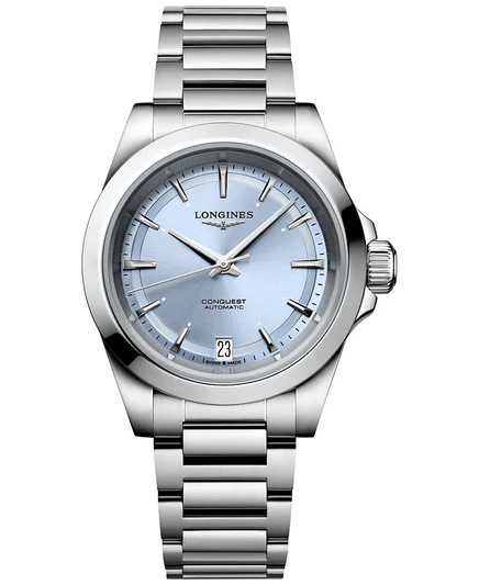 Женские швейцарские часы Longines с автоматическим управлением Conquest на браслете из нержавеющей стали 34 мм без цвета
