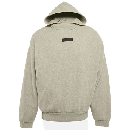 Мужская одежда первой необходимости Fear Of God, бывшая в употреблении, серая хлопковая толстовка с капюшоном и нашивкой с логотипом Fear Of God серый