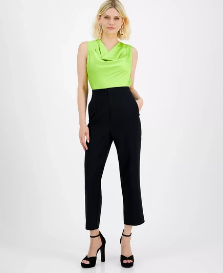  Миниатюрные зауженные брюки с высокой посадкой, созданные для Macy's  deep black