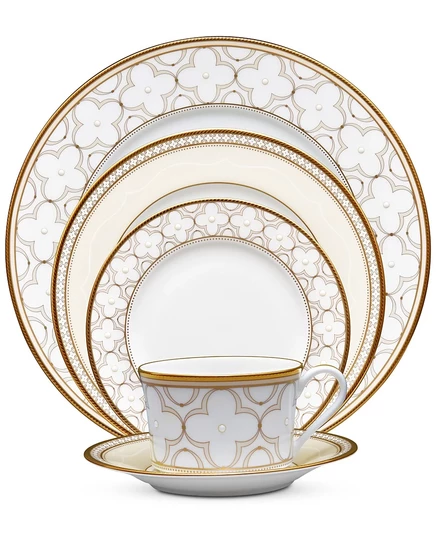 Сервиз Noritake Trefolio Gold, 5 предметов, с золотой каймой