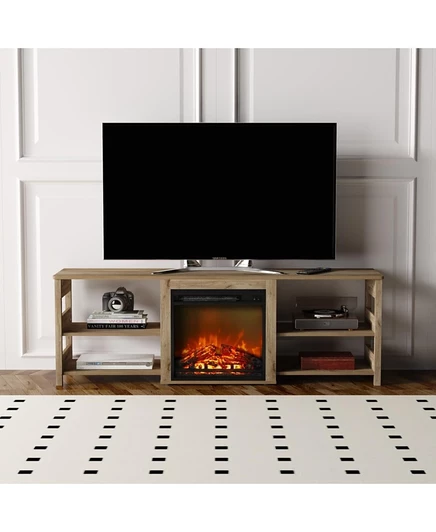 Каминная подставка для телевизора HOMLUX вместимостью до 75 см с полками для хранения, коричневый французский дуб