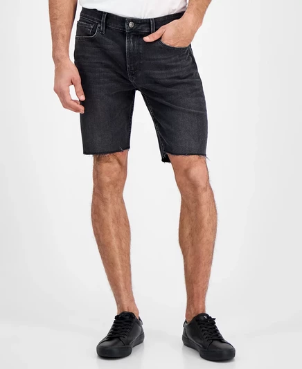 Мужские шорты GUESS Logan Slim Fit из джинсовой ткани Raw Edge длиной 9 дюймов blackwell