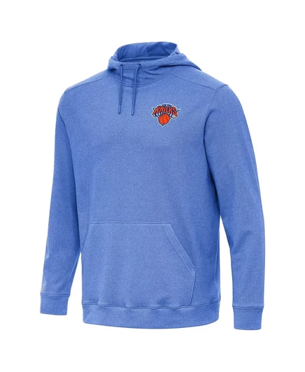 Мужская толстовка-пуловер Antigua Heather Blue New York Knicks Cloud с капюшоном heather blue