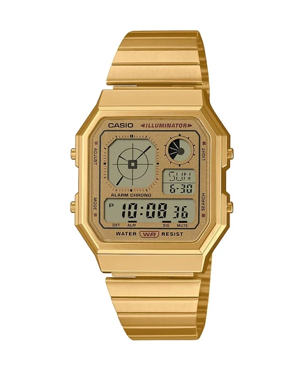 Мужские цифровые часы Casio Vintage 34 мм, золотистые