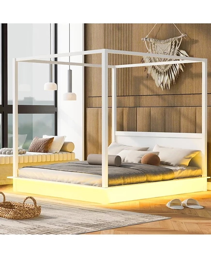 Streamdale мебель Король размер белого дерева Сень Сид платформа кровать белый