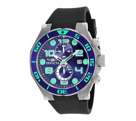 Мужские кварцевые многофункциональные часы Invicta Pro Diver с синим циферблатом из полиуретана