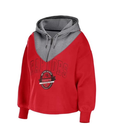 Женская толстовка с капюшоном WEAR by Erin Andrews Toronto Raptors на 1/4 молнии, красная