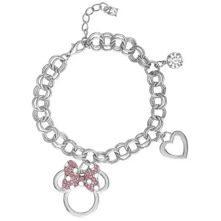 Браслет Disney Minnie Mouse с бантом, серебристый 7″+1″