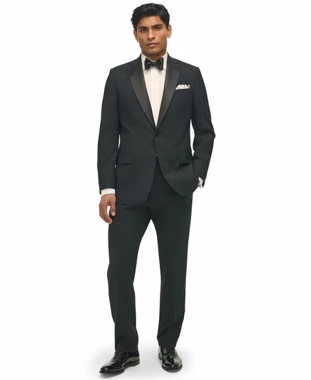 Мужской смокинг Brooks Brothers классического кроя из шерстяной смеси, черный