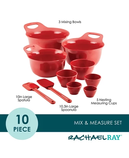 Кухонный набор Rachael Ray Mix and Measure, 10 предметов, красный