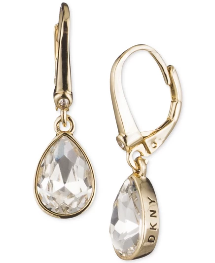 Серьги-капельки с логотипом DKNY Crystal в виде кристаллов из золота