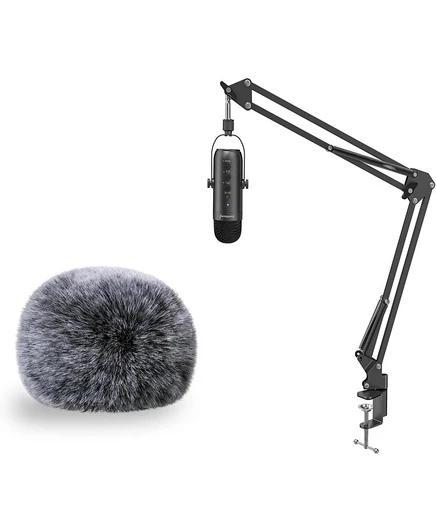 USB микрофон ZealSound k66k-s/d65k с меховым чехлом, черный